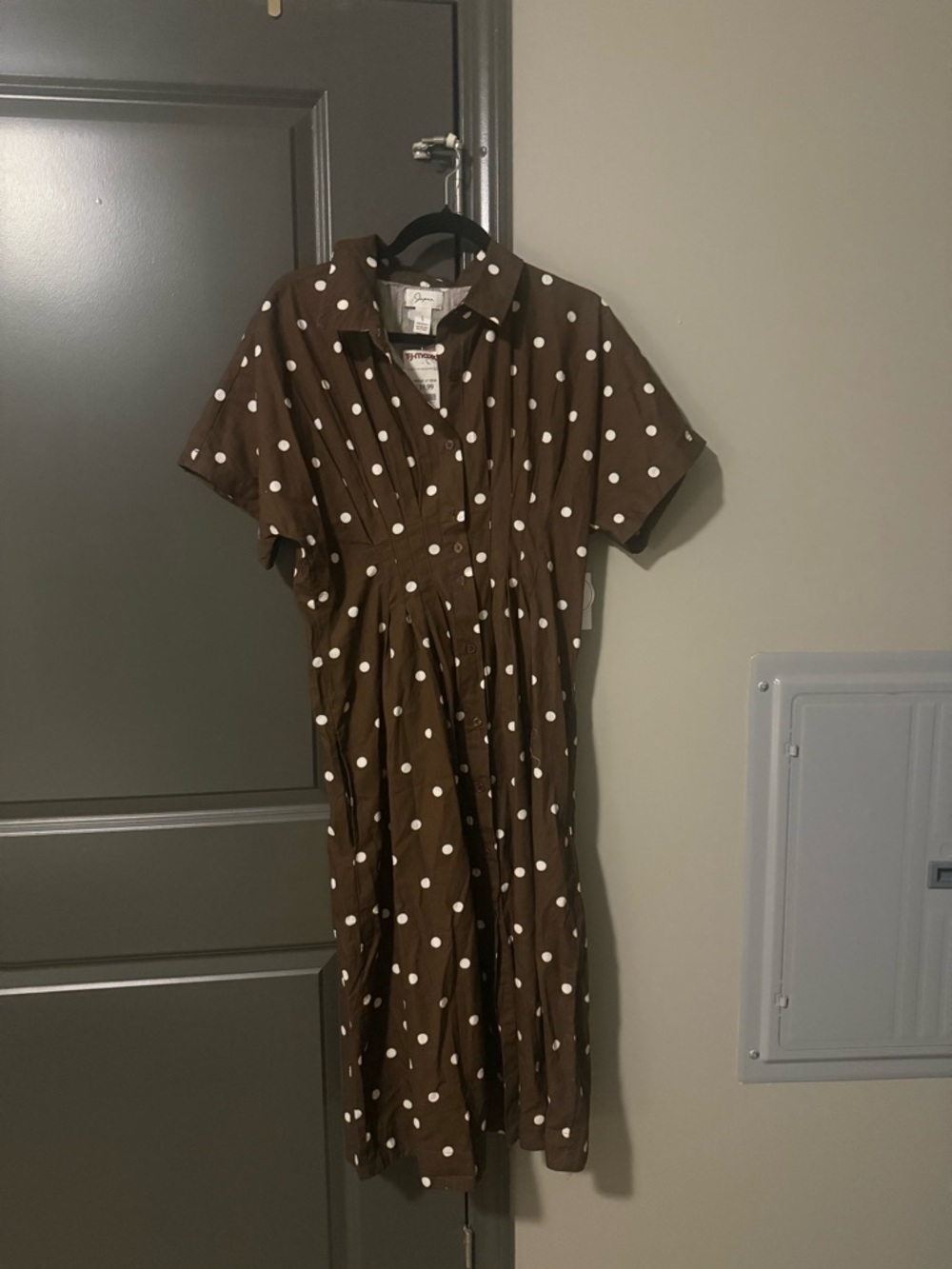 Japna Brown Maxi Dress with White Polka Dots